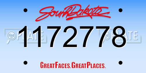 1172778 South Dakota License Plate