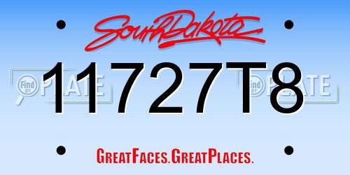 11727T8 South Dakota License Plate