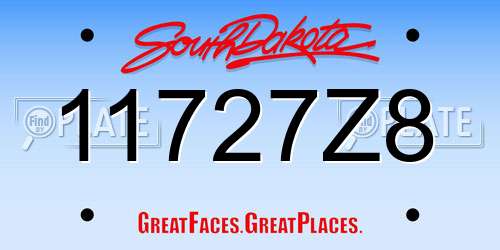 11727Z8 South Dakota License Plate