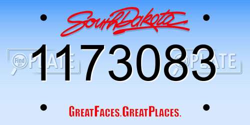 1173083 South Dakota License Plate
