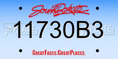 11730B3 South Dakota License Plate