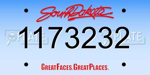 1173232 South Dakota License Plate
