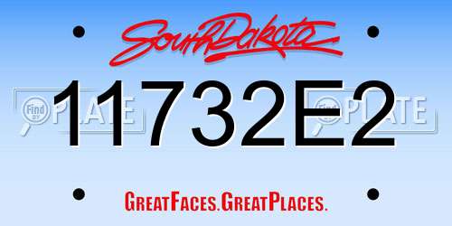 11732E2 South Dakota License Plate