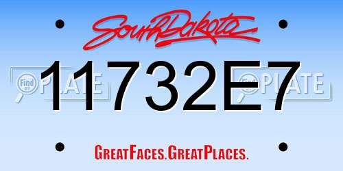 11732E7 South Dakota License Plate