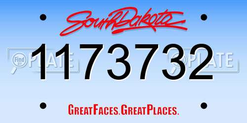1173732 South Dakota License Plate