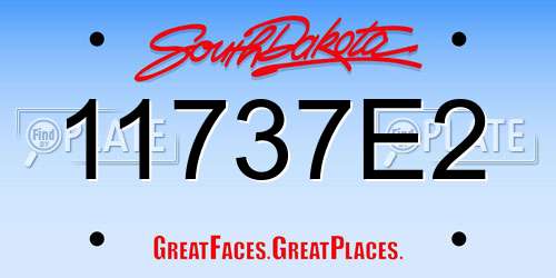 11737E2 South Dakota License Plate