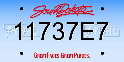 11737E7 South Dakota License Plate