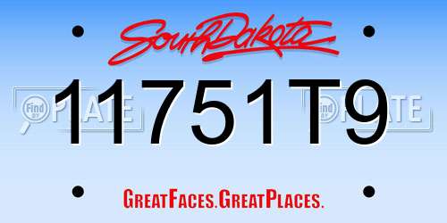 11751T9 South Dakota License Plate