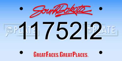 11752I2 South Dakota License Plate
