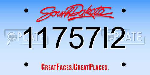 11757I2 South Dakota License Plate