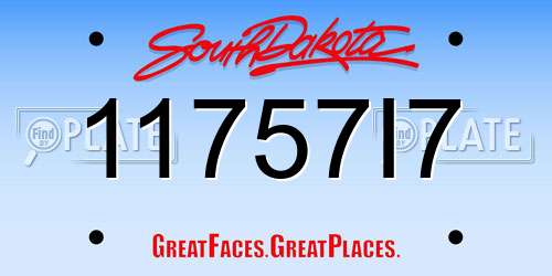 11757I7 South Dakota License Plate