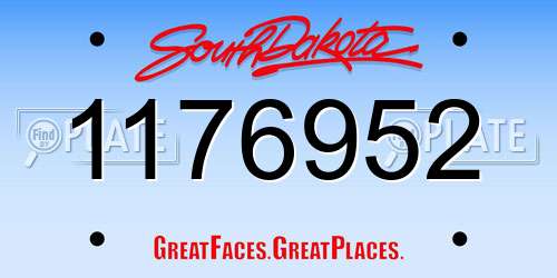 1176952 South Dakota License Plate