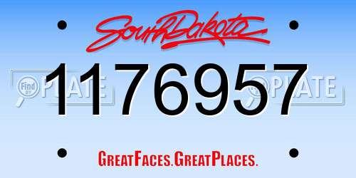 1176957 South Dakota License Plate