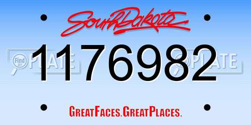 1176982 South Dakota License Plate