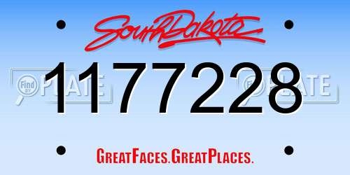1177228 South Dakota License Plate