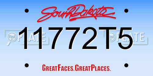 11772T5 South Dakota License Plate