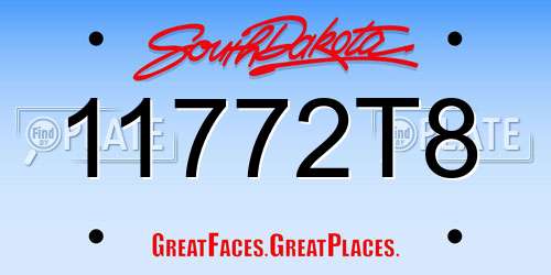 11772T8 South Dakota License Plate
