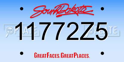 11772Z5 South Dakota License Plate