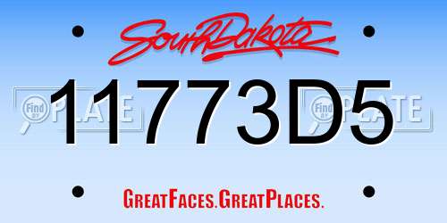 11773D5 South Dakota License Plate