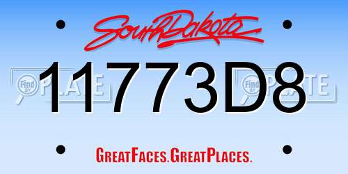 11773D8 South Dakota License Plate