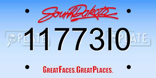 11773I0 South Dakota License Plate