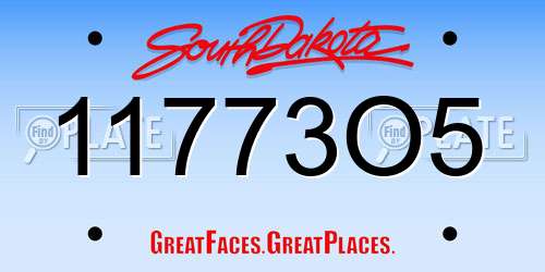 11773O5 South Dakota License Plate