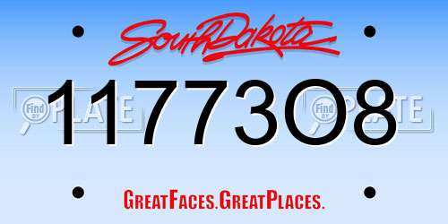 11773O8 South Dakota License Plate