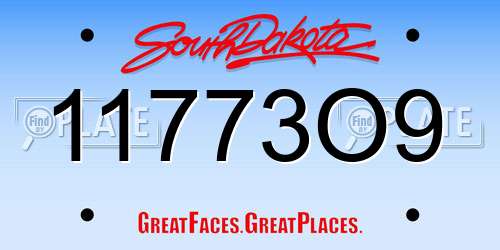 11773O9 South Dakota License Plate