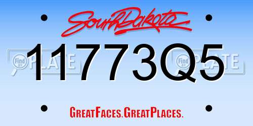 11773Q5 South Dakota License Plate