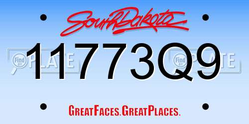 11773Q9 South Dakota License Plate