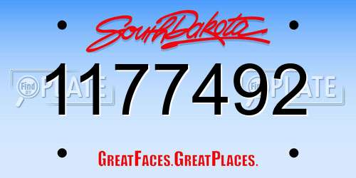 1177492 South Dakota License Plate