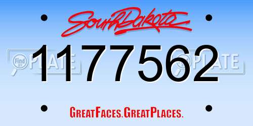 1177562 South Dakota License Plate