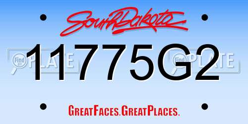 11775G2 South Dakota License Plate