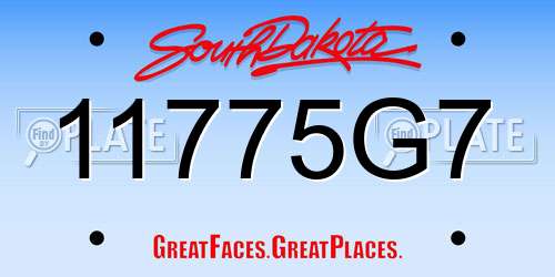 11775G7 South Dakota License Plate