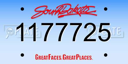 1177725 South Dakota License Plate