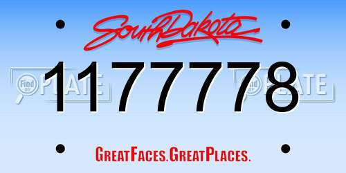 1177778 South Dakota License Plate