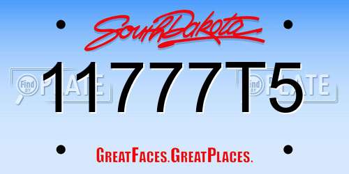 11777T5 South Dakota License Plate