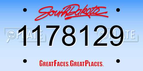 1178129 South Dakota License Plate