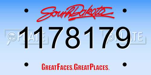 1178179 South Dakota License Plate