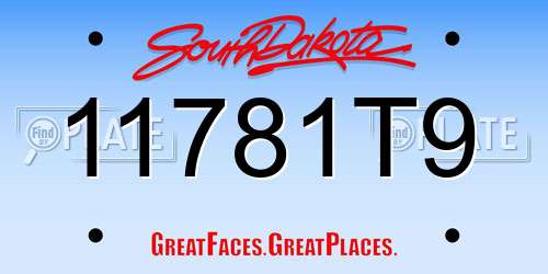 11781T9 South Dakota License Plate