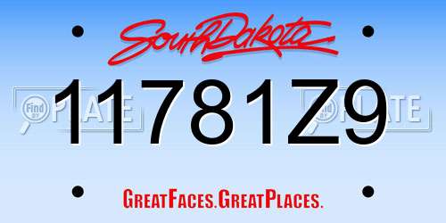 11781Z9 South Dakota License Plate