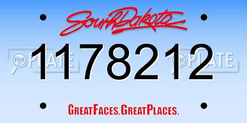 1178212 South Dakota License Plate