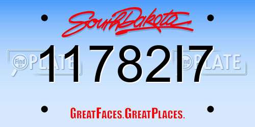 11782I7 South Dakota License Plate