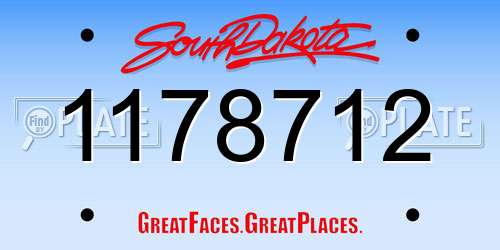 1178712 South Dakota License Plate