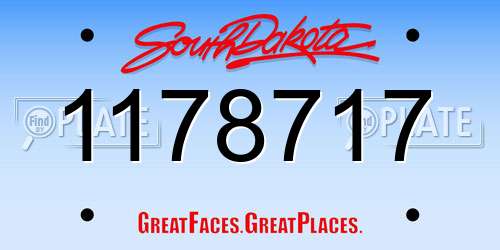1178717 South Dakota License Plate