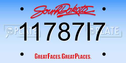 11787I7 South Dakota License Plate