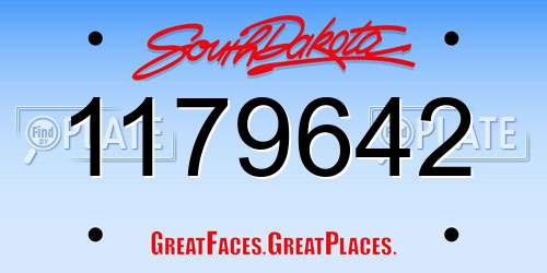 1179642 South Dakota License Plate