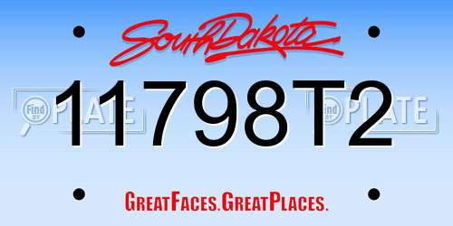 11798T2 South Dakota License Plate