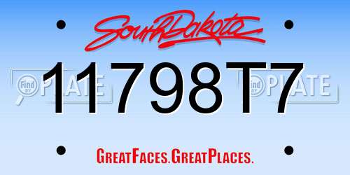 11798T7 South Dakota License Plate