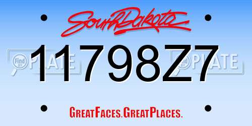 11798Z7 South Dakota License Plate